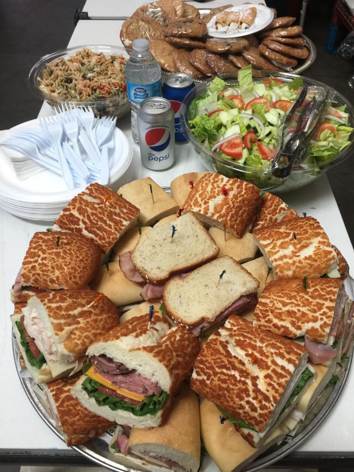 Sandwich platters boxed for delivery